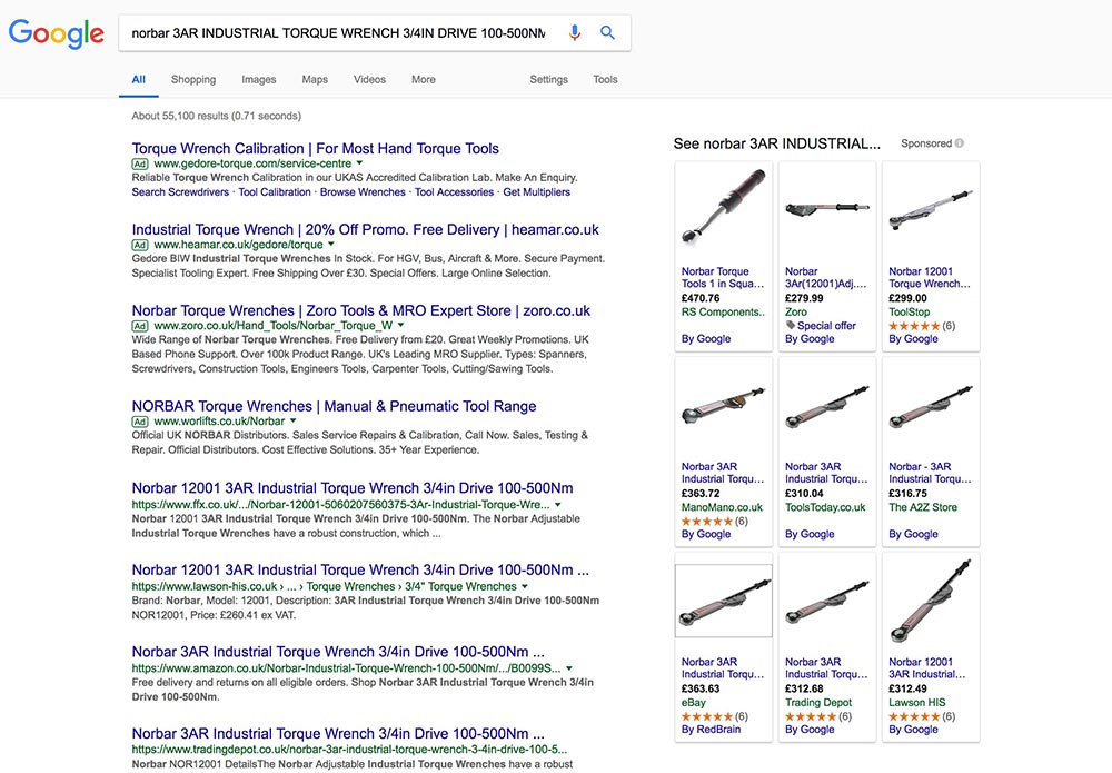 Sidebar Google Shopping Results