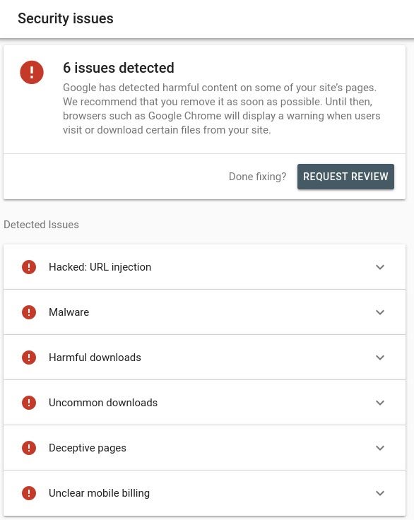 search console security issues