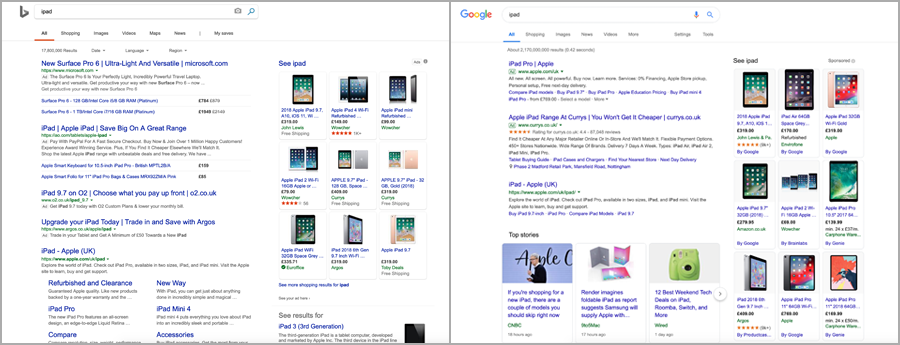 Bing & Google SERPs